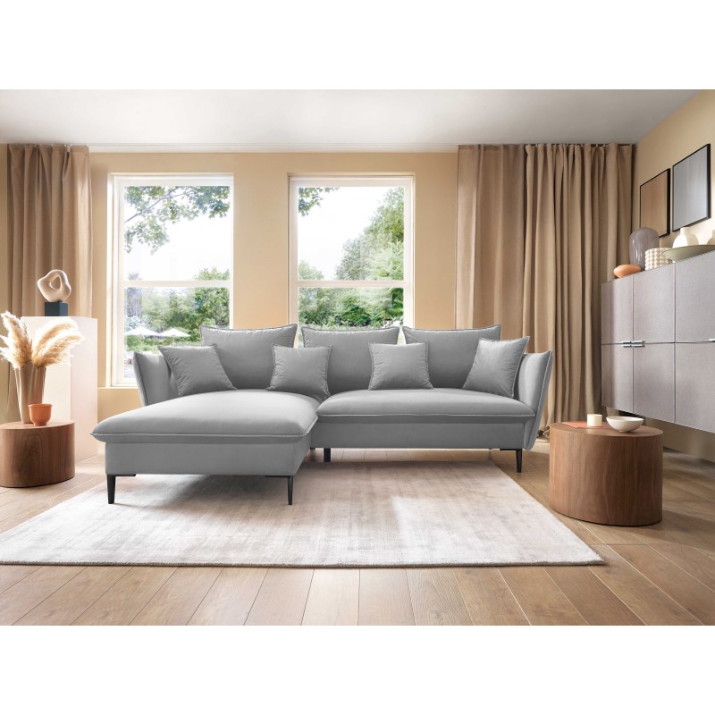 Narożnik GLOSS Lewostronny z funkcją spania, zestaw z poduszkami wolnostojący tkanina RIVIERA 81 Niebieski Narożnik GLOSS Lewostronny z funkcją spania, zestaw z poduszkami wolnostojący tkanina RIVIERA 81 Niebieski