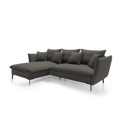 Narożnik GLOSS Lewostronny z funkcją spania, zestaw z poduszkami wolnostojący tkanina RIVIERA 100 Czarny Narożnik GLOSS Lewostronny z funkcją spania, zestaw z poduszkami wolnostojący tkanina RIVIERA 100 Czarny