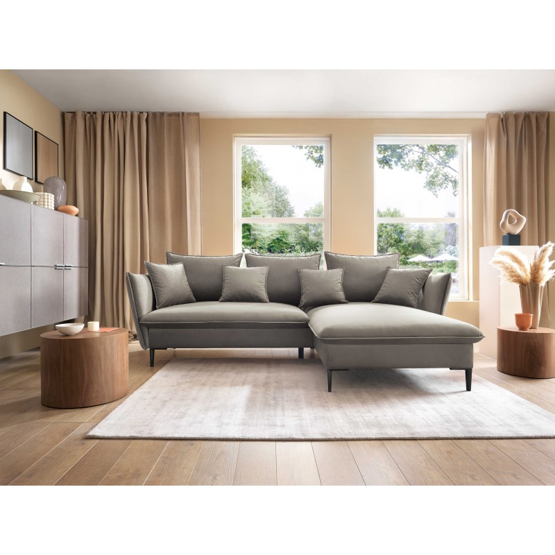 Narożnik GLOSS Prawostronny z funkcją spania, zestaw z poduszkami wolnostojący tkanina RIVIERA 21 Beżowy Narożnik GLOSS Prawostronny z funkcją spania, zestaw z poduszkami wolnostojący tkanina RIVIERA 21 Beżowy
