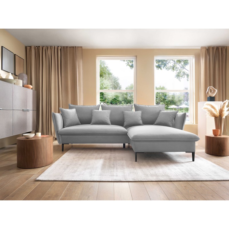 Narożnik GLOSS Prawostronny z funkcją spania, zestaw z poduszkami wolnostojący tkanina RIVIERA 81 Niebieski Narożnik GLOSS Prawostronny z funkcją spania, zestaw z poduszkami wolnostojący tkanina RIVIERA 81 Niebieski