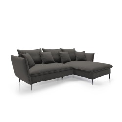 Narożnik GLOSS Prawostronny z funkcją spania, zestaw z poduszkami wolnostojący tkanina RIVIERA 100 Czarny Narożnik GLOSS Prawostronny z funkcją spania, zestaw z poduszkami wolnostojący tkanina RIVIERA 100 Czarny