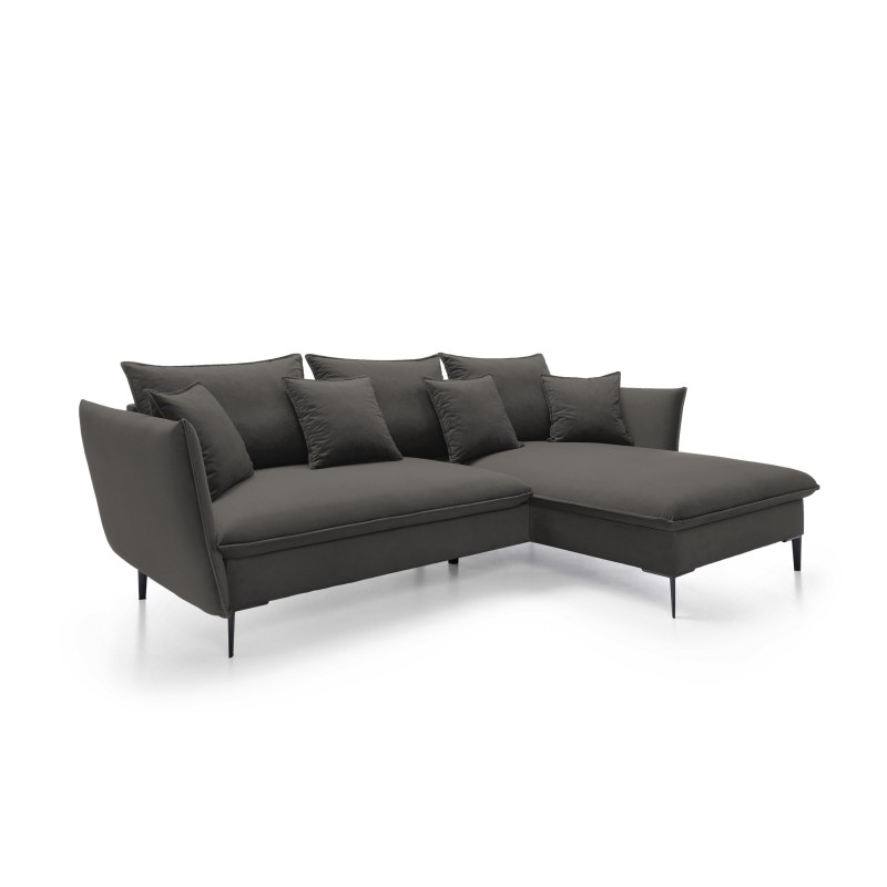 Narożnik GLOSS Prawostronny z funkcją spania, zestaw z poduszkami wolnostojący tkanina RIVIERA 100 Czarny Narożnik GLOSS Prawostronny z funkcją spania, zestaw z poduszkami wolnostojący tkanina RIVIERA 100 Czarny