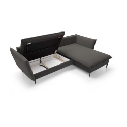 Narożnik GLOSS Prawostronny z funkcją spania, zestaw z poduszkami wolnostojący tkanina RIVIERA 100 Czarny Narożnik GLOSS Prawostronny z funkcją spania, zestaw z poduszkami wolnostojący tkanina RIVIERA 100 Czarny