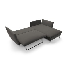 Narożnik GLOSS Prawostronny z funkcją spania, zestaw z poduszkami wolnostojący tkanina RIVIERA 100 Czarny Narożnik GLOSS Prawostronny z funkcją spania, zestaw z poduszkami wolnostojący tkanina RIVIERA 100 Czarny