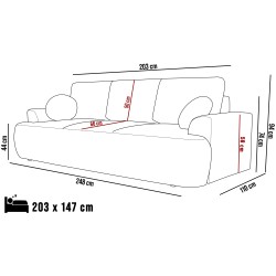 Sofa dwuosobowa VELO wolnostojący z funkcją spania w tkaninie Coral 80