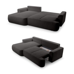 Narożnik VELO wolnostojący układ L strona Lewa z funkcją spania w tkaninie Coral 60