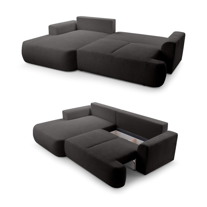 Narożnik VELO wolnostojący układ L strona Lewa z funkcją spania w tkaninie Coral 60