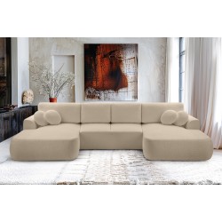 Narożnik VELO wolnostojący układ U z funkcją spania w tkaninie Coral 50