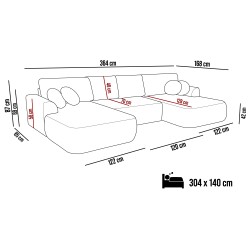 Narożnik VELO wolnostojący układ U z funkcją spania w tkaninie Coral 65 Narożnik VELO wolnostojący układ U z funkcją spania w tkaninie Coral 65