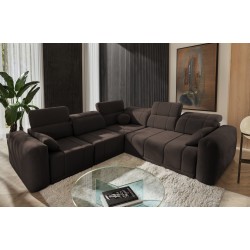 Luxury Corner Sofa Luxor III with Sleeping Function - Woven Fabric, Wind 28