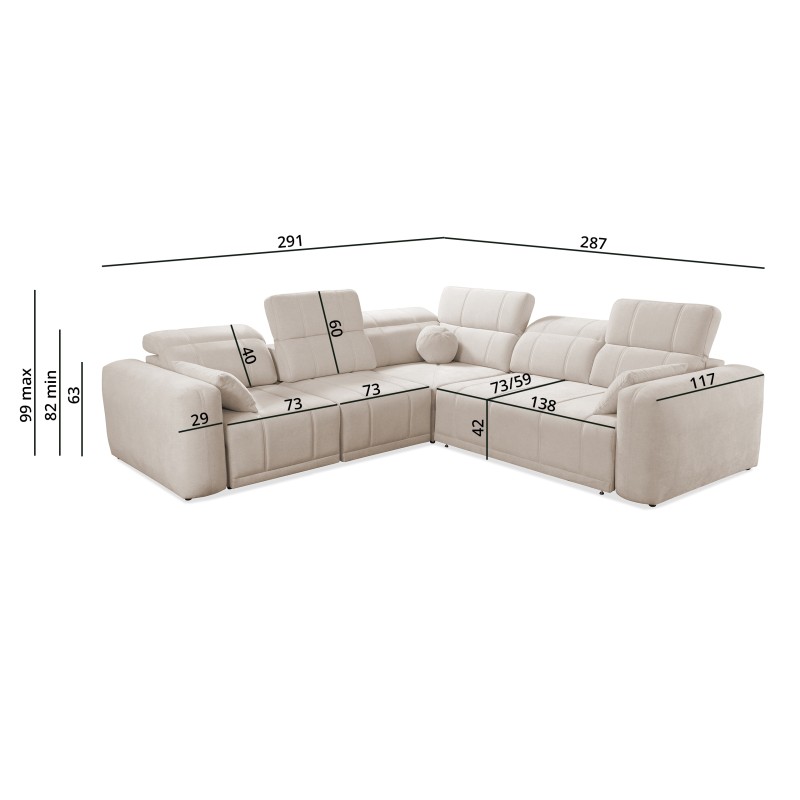 Narożnik Luxor III z funkcją spania tkanina Wind 02 Narożnik Luxor III z funkcją spania tkanina Wind 02