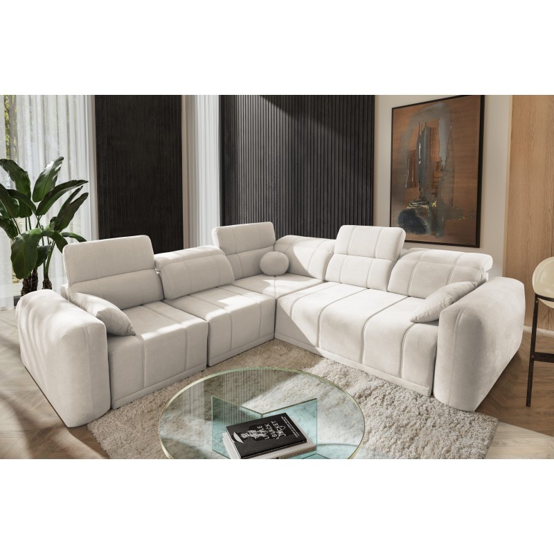 Luxurious Corner Sofa Luxor III with Sleeping Function - Weave, Wind 02