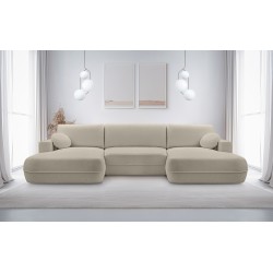 Narożnik FUEGO wolnostojący układ U z funkcją spania w tkaninie Bubble 03