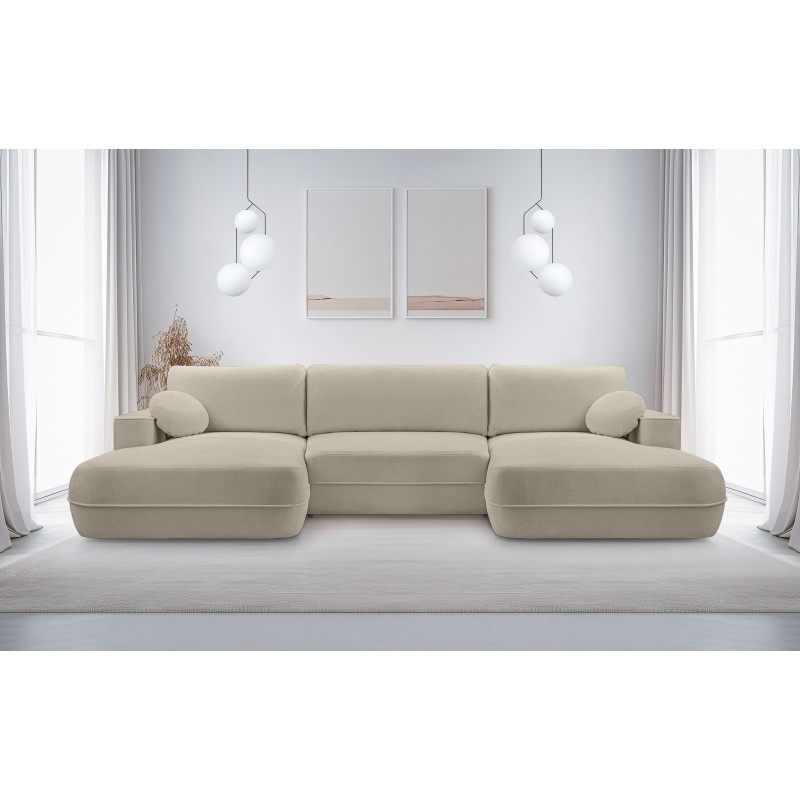 Narożnik FUEGO wolnostojący układ U z funkcją spania w tkaninie Bubble 03