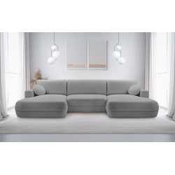 Narożnik FUEGO wolnostojący układ U z funkcją spania w tkaninie Bubble 06