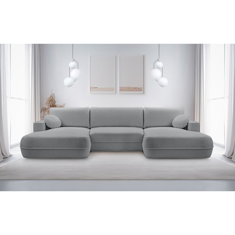 Narożnik FUEGO wolnostojący układ U z funkcją spania w tkaninie Bubble 06