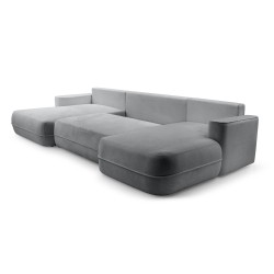 Narożnik FUEGO wolnostojący układ U z funkcją spania w tkaninie Bubble 06