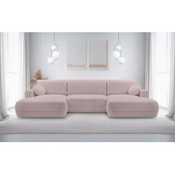 Narożnik FUEGO wolnostojący układ U z funkcją spania w tkaninie Bubble 08