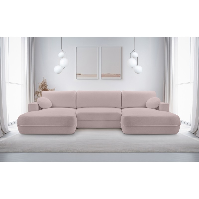 Narożnik FUEGO wolnostojący układ U z funkcją spania w tkaninie Bubble 08