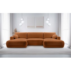 Narożnik FUEGO wolnostojący układ U z funkcją spania w tkaninie Bubble 10