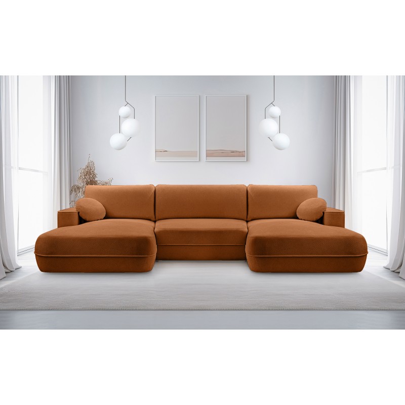 Narożnik FUEGO wolnostojący układ U z funkcją spania w tkaninie Bubble 10