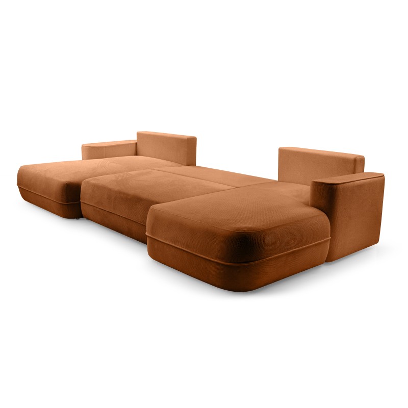 Narożnik FUEGO wolnostojący układ U z funkcją spania w tkaninie Bubble 10