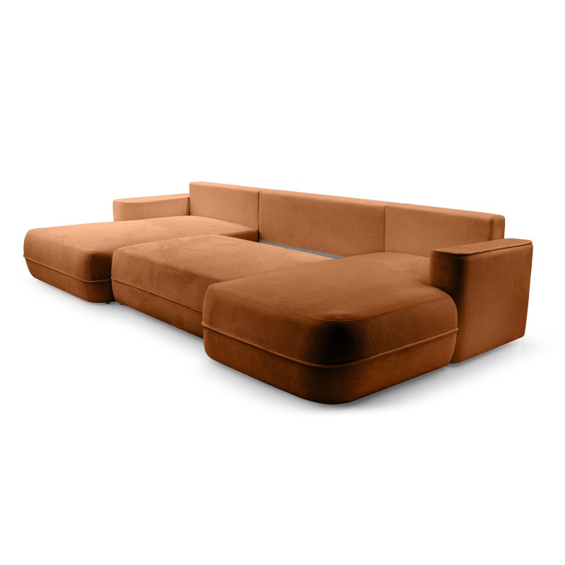 Narożnik FUEGO wolnostojący układ U z funkcją spania w tkaninie Bubble 10