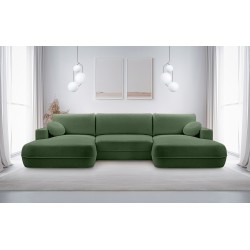 Narożnik FUEGO wolnostojący układ U z funkcją spania w tkaninie Bubble 12