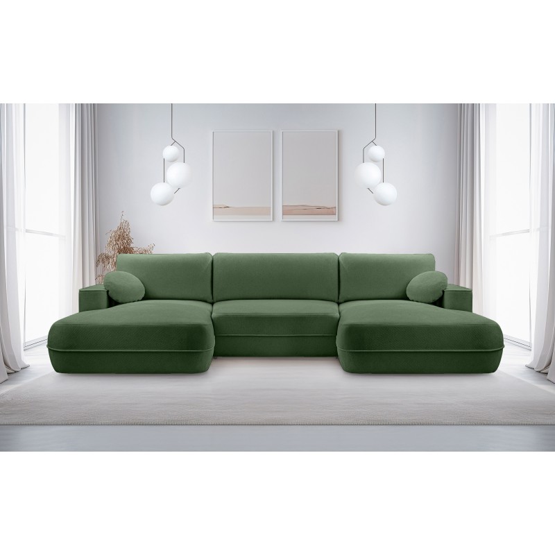 Narożnik FUEGO wolnostojący układ U z funkcją spania w tkaninie Bubble 12