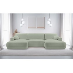 Narożnik FUEGO wolnostojący układ U z funkcją spania w tkaninie Bubble 13