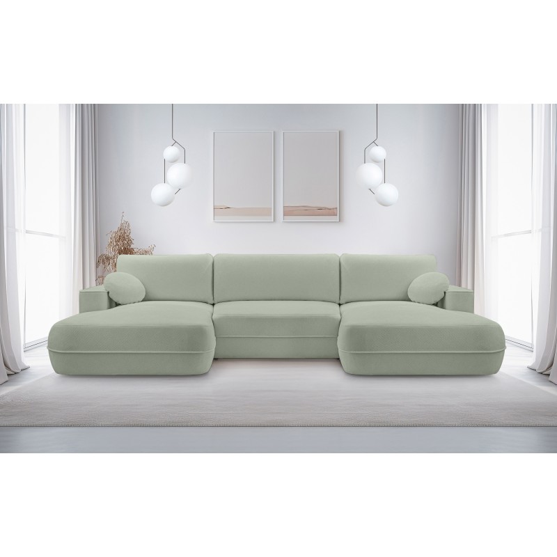 Narożnik FUEGO wolnostojący układ U z funkcją spania w tkaninie Bubble 13