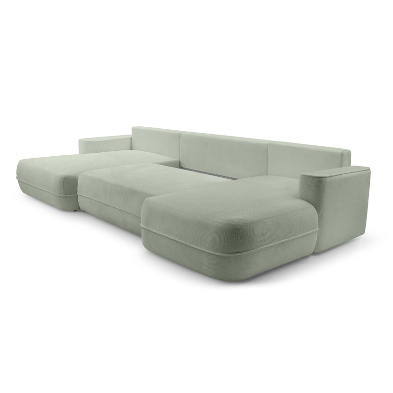 Narożnik FUEGO wolnostojący układ U z funkcją spania w tkaninie Bubble 13