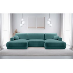 Narożnik FUEGO wolnostojący układ U z funkcją spania w tkaninie Bubble 14