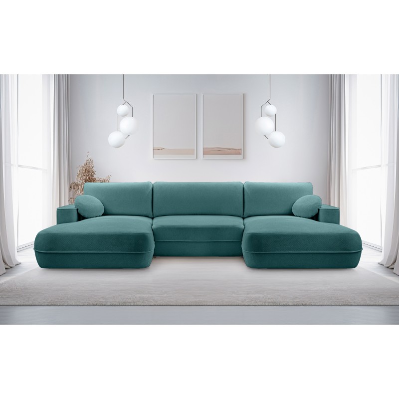 Narożnik FUEGO wolnostojący układ U z funkcją spania w tkaninie Bubble 14