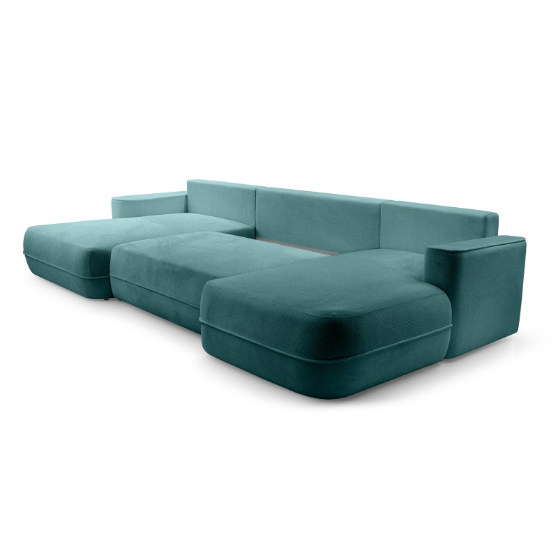 Narożnik FUEGO wolnostojący układ U z funkcją spania w tkaninie Bubble 14