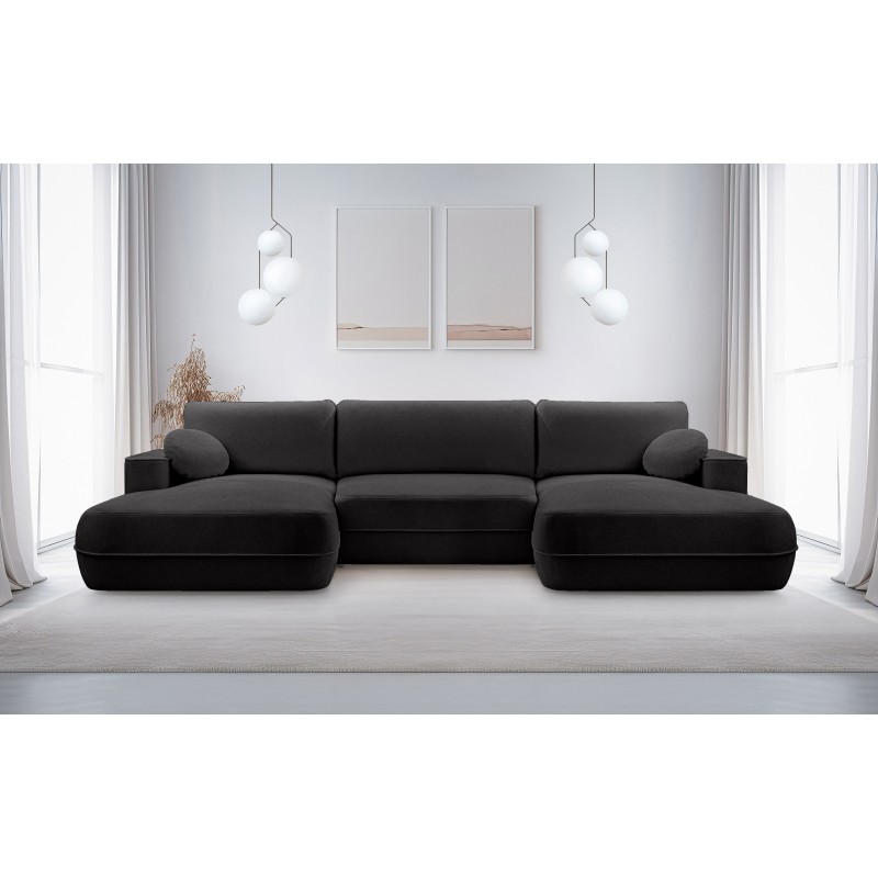 Narożnik FUEGO wolnostojący układ U z funkcją spania w tkaninie Bubble 17