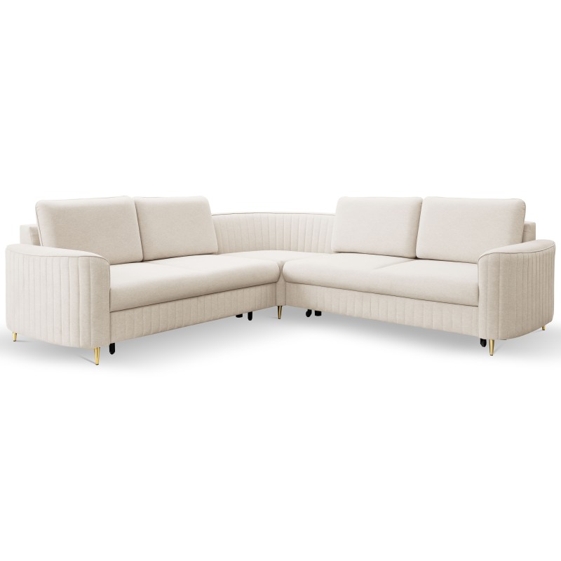Narożnik LAREN nowoczesna sofa z funkcją spania, pojemnik na pościel, plastikowe nogi, lewa strona, CREMAL, 251x251x85 cm Narożnik LAREN nowoczesna sofa z funkcją spania, pojemnik na pościel, plastikowe nogi, lewa strona, CREMAL, 251x251x85 cm