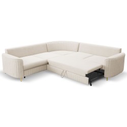 Narożnik LAREN nowoczesna sofa z funkcją spania, pojemnik na pościel, plastikowe nogi, lewa strona, CREMAL, 251x251x85 cm Narożnik LAREN nowoczesna sofa z funkcją spania, pojemnik na pościel, plastikowe nogi, lewa strona, CREMAL, 251x251x85 cm