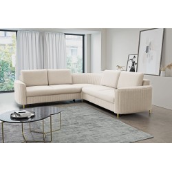 Narożnik LAREN nowoczesna sofa z funkcją spania, pojemnik na pościel, plastikowe nogi, lewa strona, CREMAL, 251x251x85 cm Narożnik LAREN nowoczesna sofa z funkcją spania, pojemnik na pościel, plastikowe nogi, lewa strona, CREMAL, 251x251x85 cm