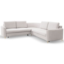 Narożnik LAREN nowoczesna sofa z funkcją spania, pojemnik na pościel, plastikowe nogi, lewa strona, ECRU, 251x251x85 cm