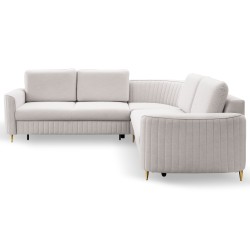 Narożnik LAREN nowoczesna sofa z funkcją spania, pojemnik na pościel, plastikowe nogi, lewa strona, ECRU, 251x251x85 cm Narożnik LAREN nowoczesna sofa z funkcją spania, pojemnik na pościel, plastikowe nogi, lewa strona, ECRU, 251x251x85 cm