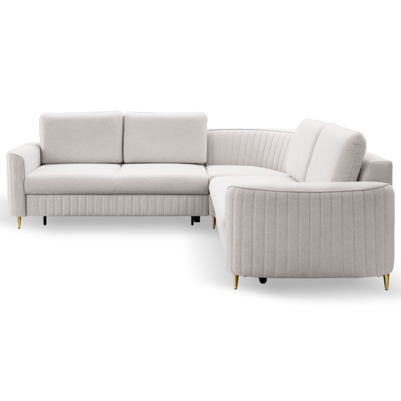 Narożnik LAREN nowoczesna sofa z funkcją spania, pojemnik na pościel, plastikowe nogi, lewa strona, ECRU, 251x251x85 cm Narożnik LAREN nowoczesna sofa z funkcją spania, pojemnik na pościel, plastikowe nogi, lewa strona, ECRU, 251x251x85 cm