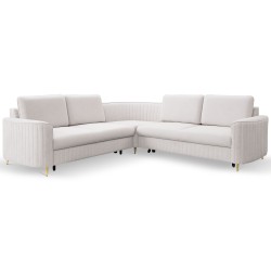 Narożnik LAREN nowoczesna sofa z funkcją spania, pojemnik na pościel, plastikowe nogi, lewa strona, ECRU, 251x251x85 cm Narożnik LAREN nowoczesna sofa z funkcją spania, pojemnik na pościel, plastikowe nogi, lewa strona, ECRU, 251x251x85 cm