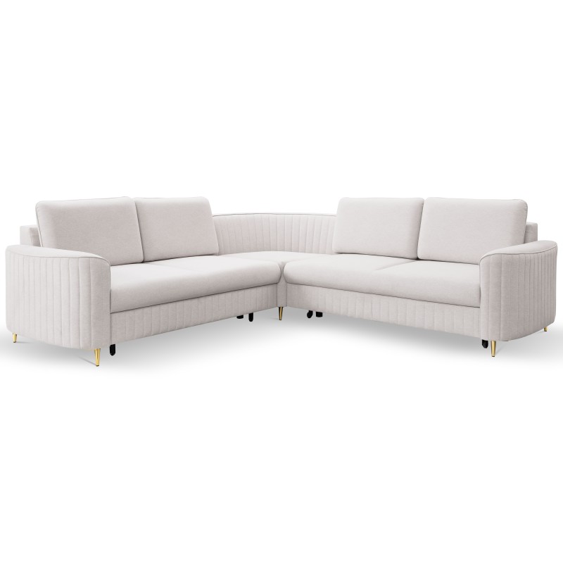 Narożnik LAREN nowoczesna sofa z funkcją spania, pojemnik na pościel, plastikowe nogi, lewa strona, ECRU, 251x251x85 cm Narożnik LAREN nowoczesna sofa z funkcją spania, pojemnik na pościel, plastikowe nogi, lewa strona, ECRU, 251x251x85 cm