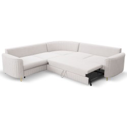 Narożnik LAREN nowoczesna sofa z funkcją spania, pojemnik na pościel, plastikowe nogi, lewa strona, ECRU, 251x251x85 cm Narożnik LAREN nowoczesna sofa z funkcją spania, pojemnik na pościel, plastikowe nogi, lewa strona, ECRU, 251x251x85 cm