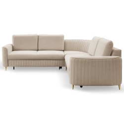 Narożnik LAREN nowoczesna sofa z funkcją spania, pojemnik na pościel, plastikowe nogi, lewa strona, BEŻOWY, 251x251x85 cm Narożnik LAREN nowoczesna sofa z funkcją spania, pojemnik na pościel, plastikowe nogi, lewa strona, BEŻOWY, 251x251x85 cm