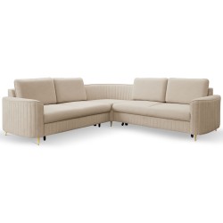 Narożnik LAREN nowoczesna sofa z funkcją spania, pojemnik na pościel, plastikowe nogi, lewa strona, BEŻOWY, 251x251x85 cm Narożnik LAREN nowoczesna sofa z funkcją spania, pojemnik na pościel, plastikowe nogi, lewa strona, BEŻOWY, 251x251x85 cm