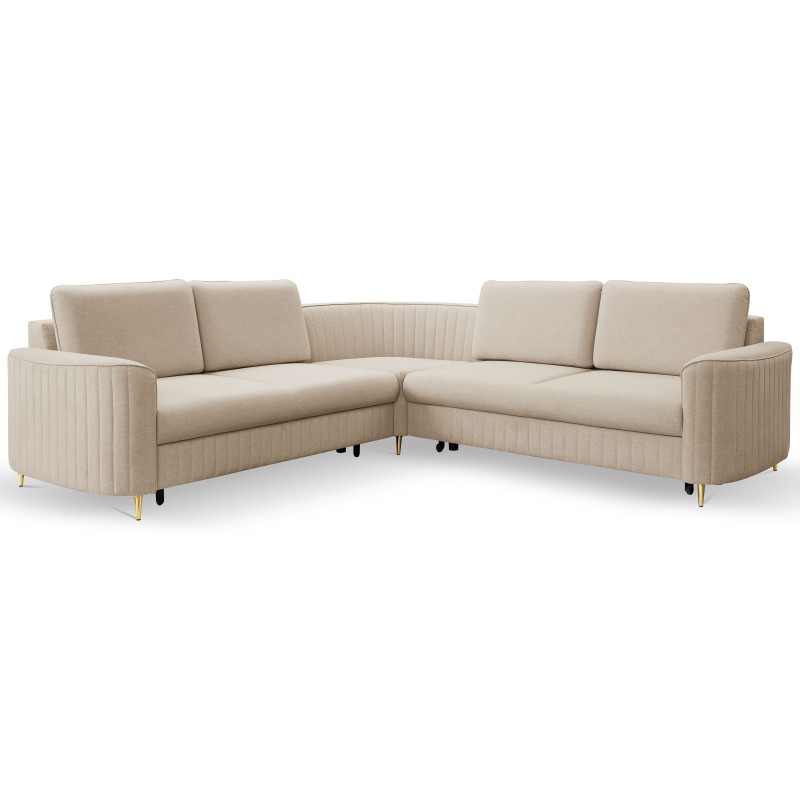 Narożnik LAREN nowoczesna sofa z funkcją spania, pojemnik na pościel, plastikowe nogi, lewa strona, BEŻOWY, 251x251x85 cm Narożnik LAREN nowoczesna sofa z funkcją spania, pojemnik na pościel, plastikowe nogi, lewa strona, BEŻOWY, 251x251x85 cm