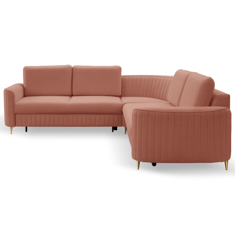 Narożnik LAREN nowoczesna sofa z funkcją spania, pojemnik na pościel, plastikowe nogi, lewa strona, PUDROWY RÓŻ, 251x251x85 cm Narożnik LAREN nowoczesna sofa z funkcją spania, pojemnik na pościel, plastikowe nogi, lewa strona, PUDROWY RÓŻ, 251x251x85 cm