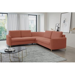 Narożnik LAREN nowoczesna sofa z funkcją spania, pojemnik na pościel, plastikowe nogi, lewa strona, PUDROWY RÓŻ, 251x251x85 cm Narożnik LAREN nowoczesna sofa z funkcją spania, pojemnik na pościel, plastikowe nogi, lewa strona, PUDROWY RÓŻ, 251x251x85 cm